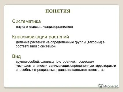 Классификация растений термины