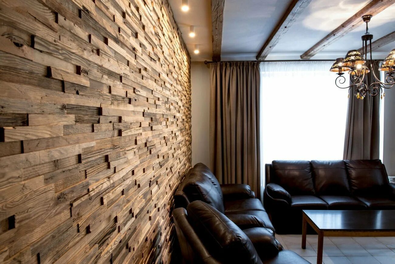 Шпонированные панели Wallhof Wood "тик". Отделка стен деревом. Деревянные панели для стен. Декоративная отделка деревом