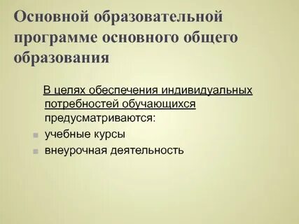 Индивидуальные образовательные потребности обучающихся