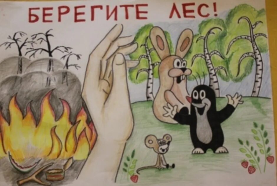 Берегите лес нарисовать