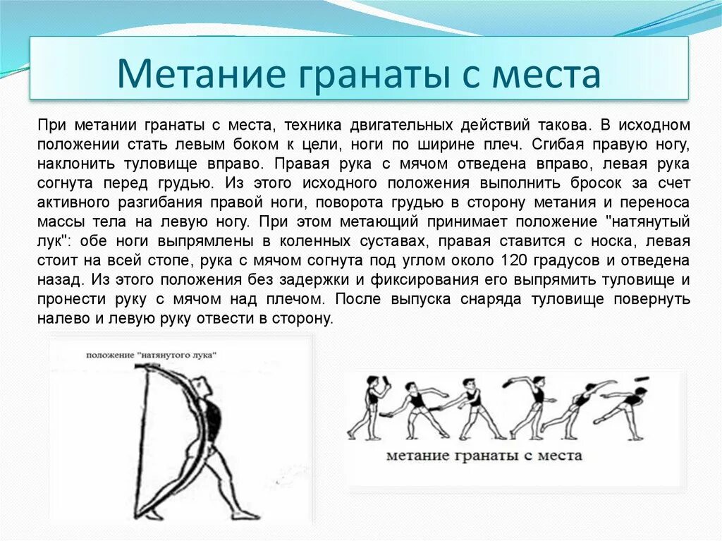 Метание гранаты с места с замахом снизу. Техника броска гранаты на дальность с места. Методика выполнения метания гранаты. Техника метания гранаты в легкой атлетике.