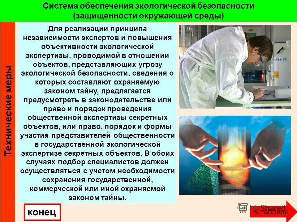 обеспечение безопасной окружающей среды.