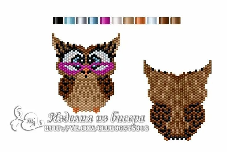 Кирпичное плетение из бисера схемы Sleeping Owl Brick Stitch Pattern