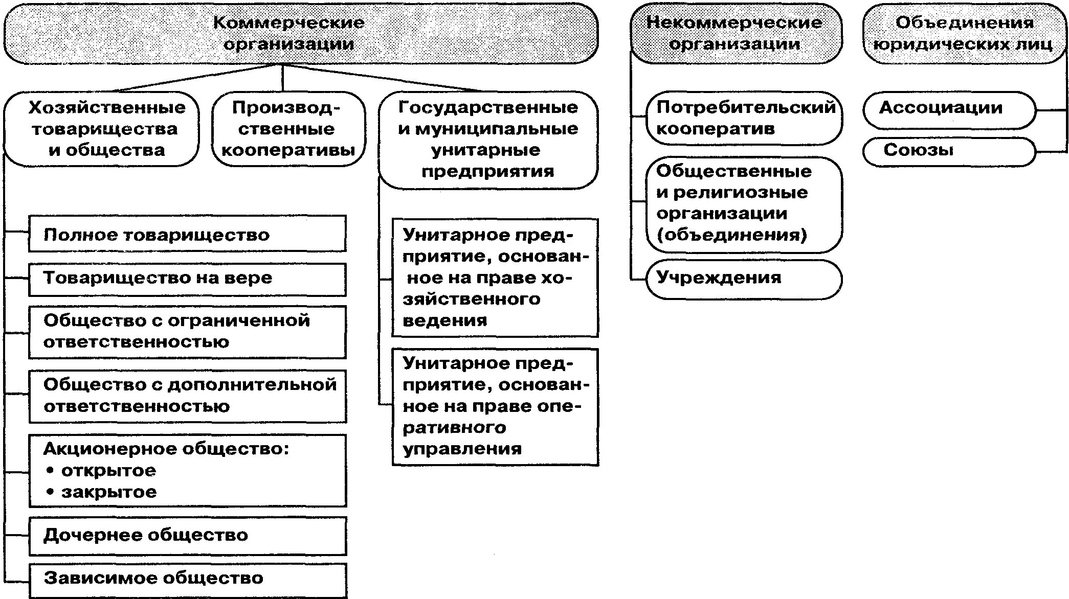 Организационно-правовые формы хозяйствующих субъектов. Организационно-правовые формы хозяйствующих субъектов РФ. Виды хозяйственных организаций. Организационно-правовые формы хозяйствования предприятий