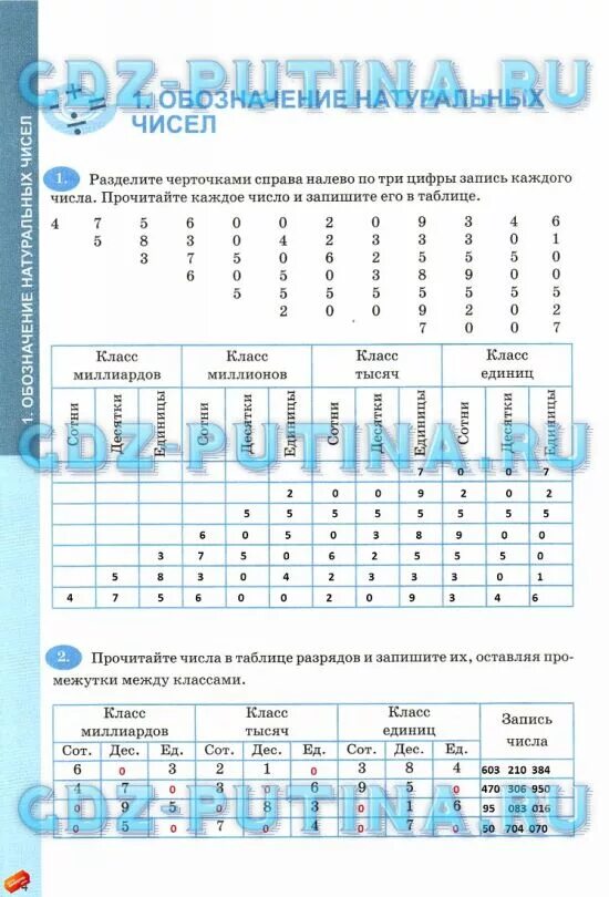 Разделите черточками справа налево по три цифры запись каждого числа. Обозначение натуральных чисел 5 класс Ерина рабочая тетрадь. Обозначение натуральных чисел 5 класс справа налево.