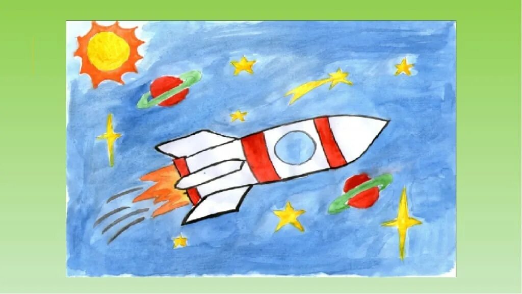 День космонавтики рисунки для детей в садик. Рисование для детей космос. Рисунок на тему космос. Рисунок на космическую тему. День космонавтики рисовать.