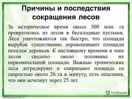 Причины сокращения площади лесов в мире