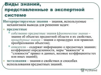 Предоставленные знания