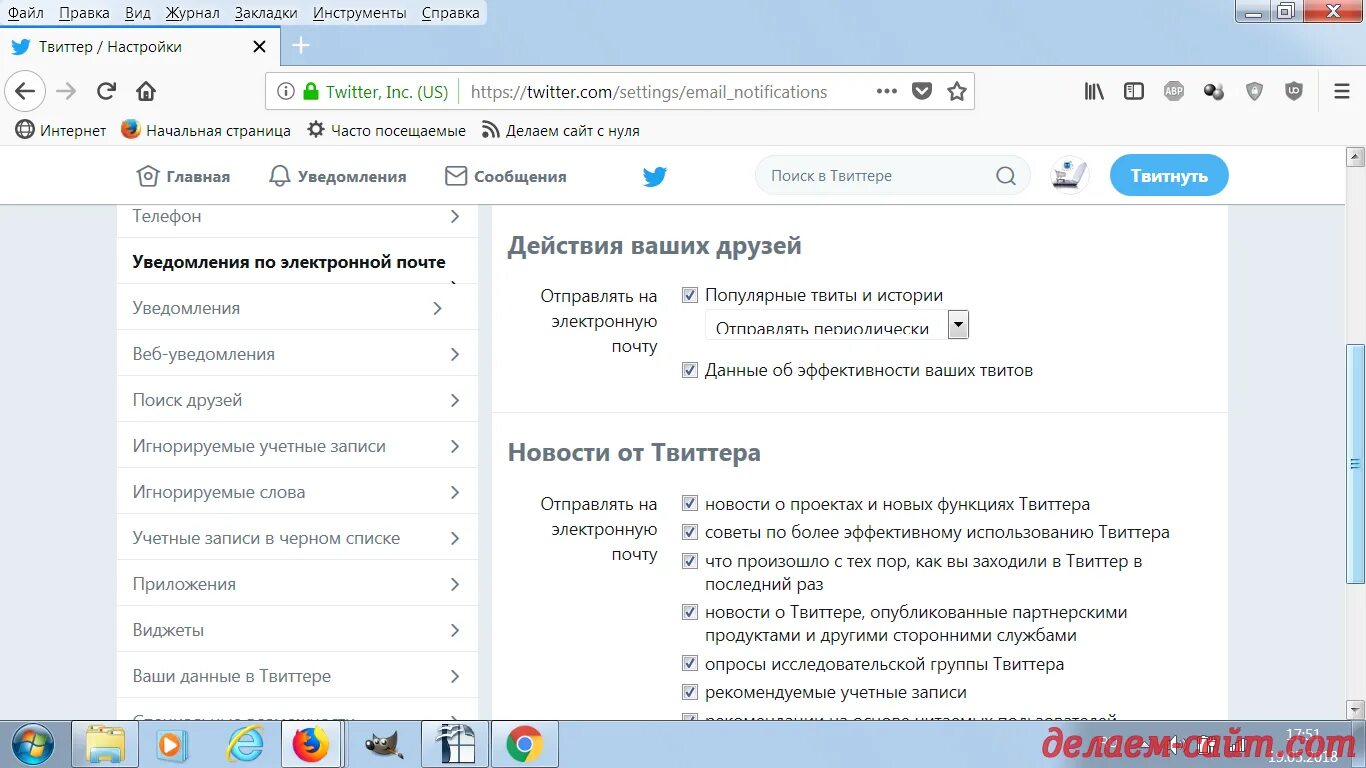Настройка уведомлений. Настройки твиттера. Уведомления от твиттера. Уведомление Твиттер.