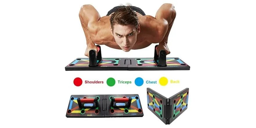 Push up techno. Foldable push up board. 14 in 1 push-up rack board. push up rack. push up board training.