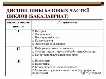 Циклы дисциплин