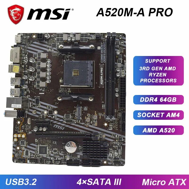 Msi a520m pro. Материнская плата msi a520m-a pro. материнская плата afox a520d4-ma-v2, socketam4, amd a520, matx характеристики. материнская плата afox a520d4-ma-v2, socketam4, amd a520, matx обзор.