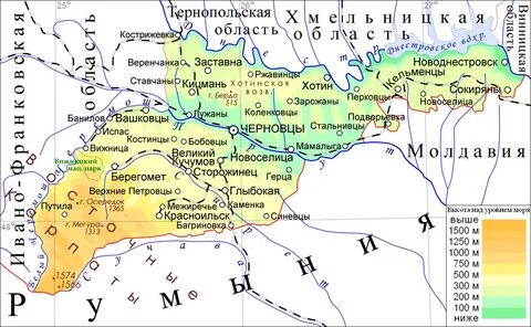 Черновицкая область на карте