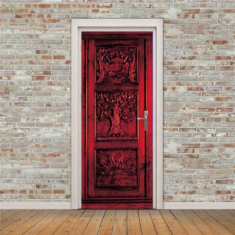 Красная входная дверь. Наклейка на дверь входную. Входная дверь красного цвета. Узоры на двери.
