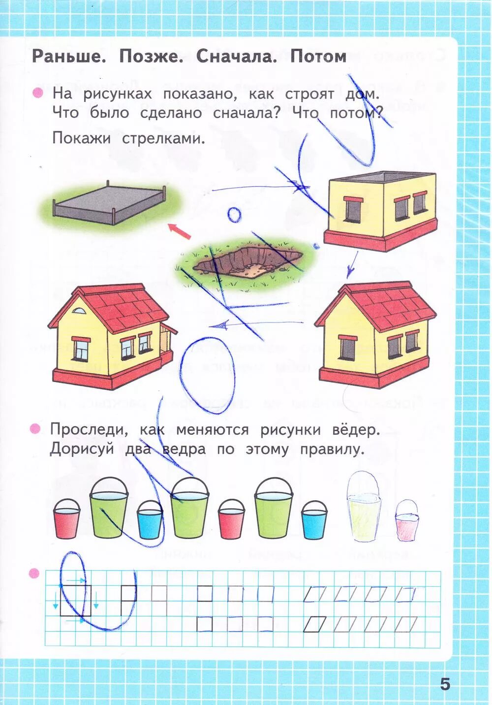 Математика рабочая тетрадь 1 моро задания. Математика рабочая тетрадь 1 класс с и Волкова стр 5. Математика 1 класс рабочая тетрадь стр 5. Раньше позже сначала потом. Раньше позже 1 класс.