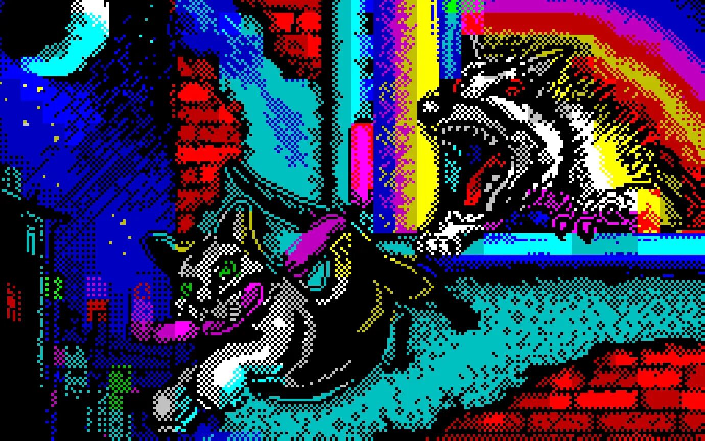 Spectrum art. Zanthrax zx spectrum. zx spectrum pixelart. alley cat игра. zx spectrum gladiators.
