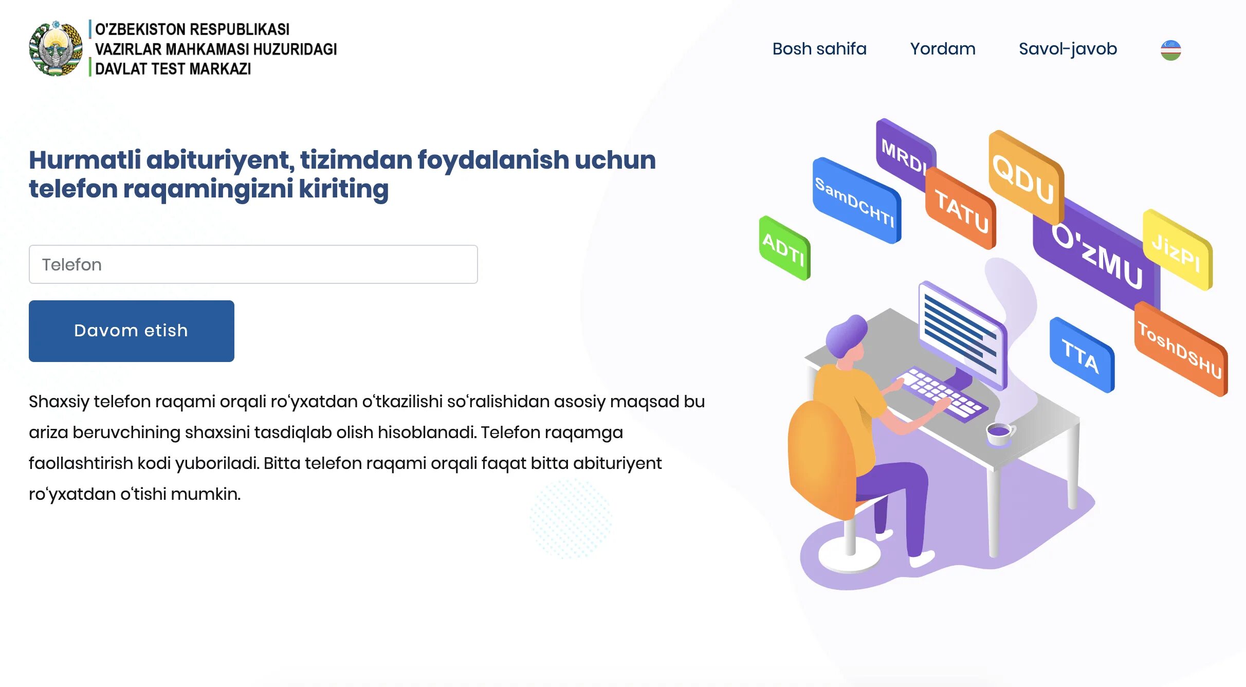 ДТМ уз 2020-2021. DTM olish 2020. Abiturient DTM.uz 2020. Davlat Test Markazi.uz. Https tiek ihma uz