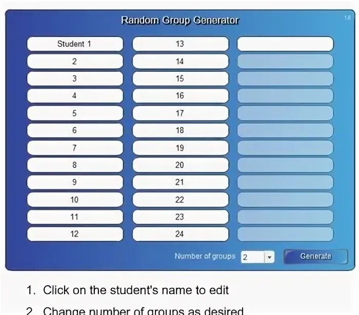 Random group generator. Random group generator