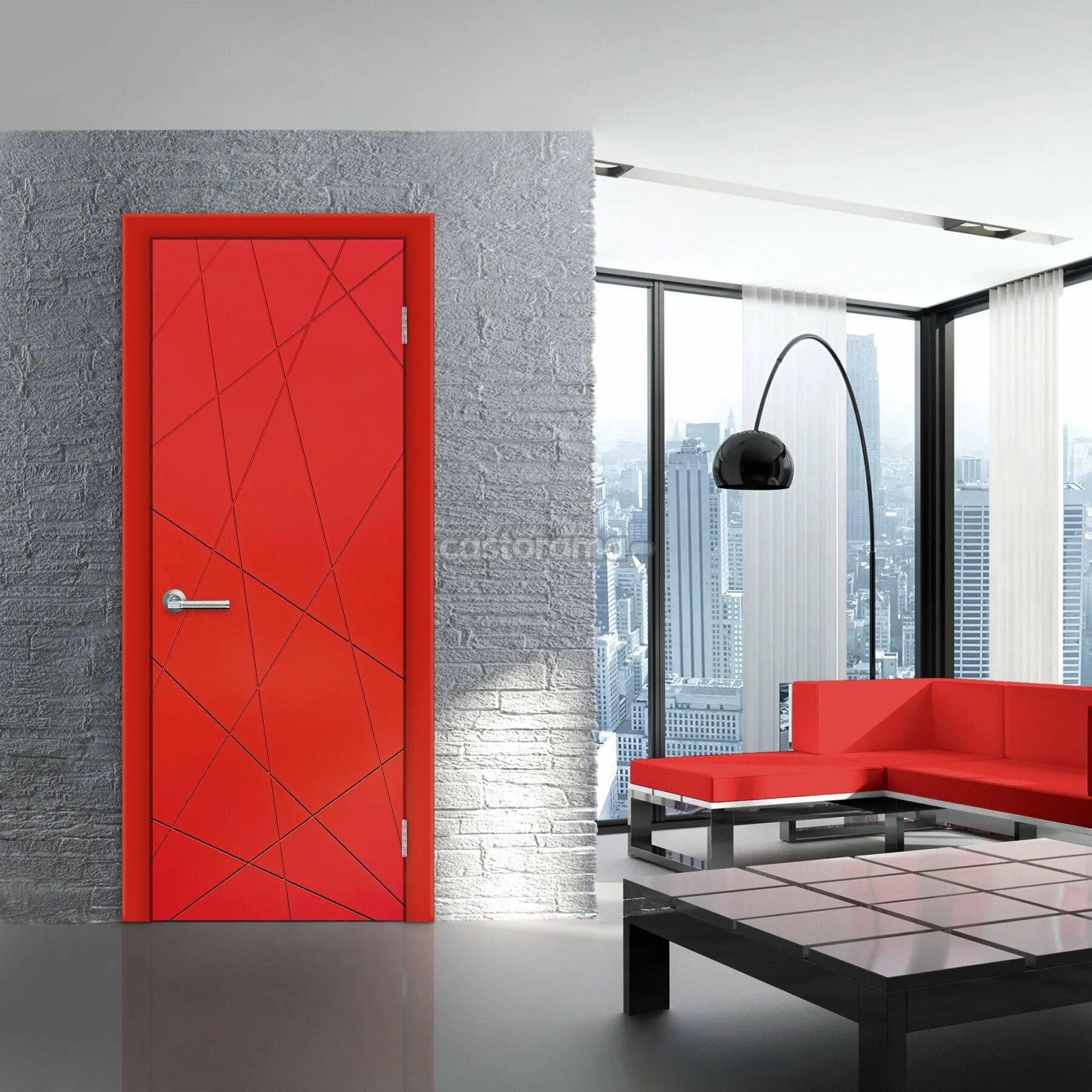 Красная межкомнатная дверь. Двери геометрия в интерьере. Красная дверь в интерьере. Красная межкомнатная дверь в интерьере.