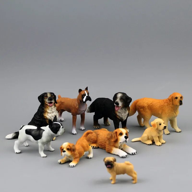 Фигурка собака. Пластмассовые игрушки собаки. Коллекция статуэток собак. Коллекция фигурок собак. Набор собак купить