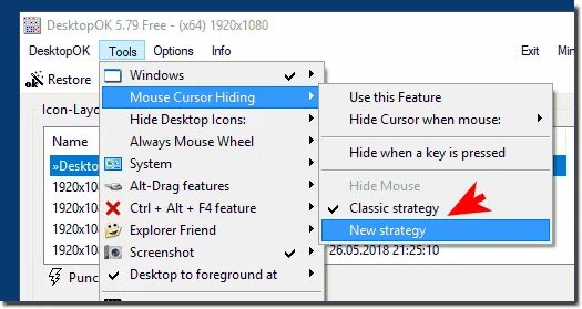 Hidden cursor