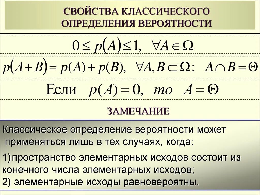 Три способа определения вероятностей событий. Свойства классической вероятности. Классическое определение вероятности свойства. Классическое определение вероятности свойства вероятности. Простейшие свойства вероятности.