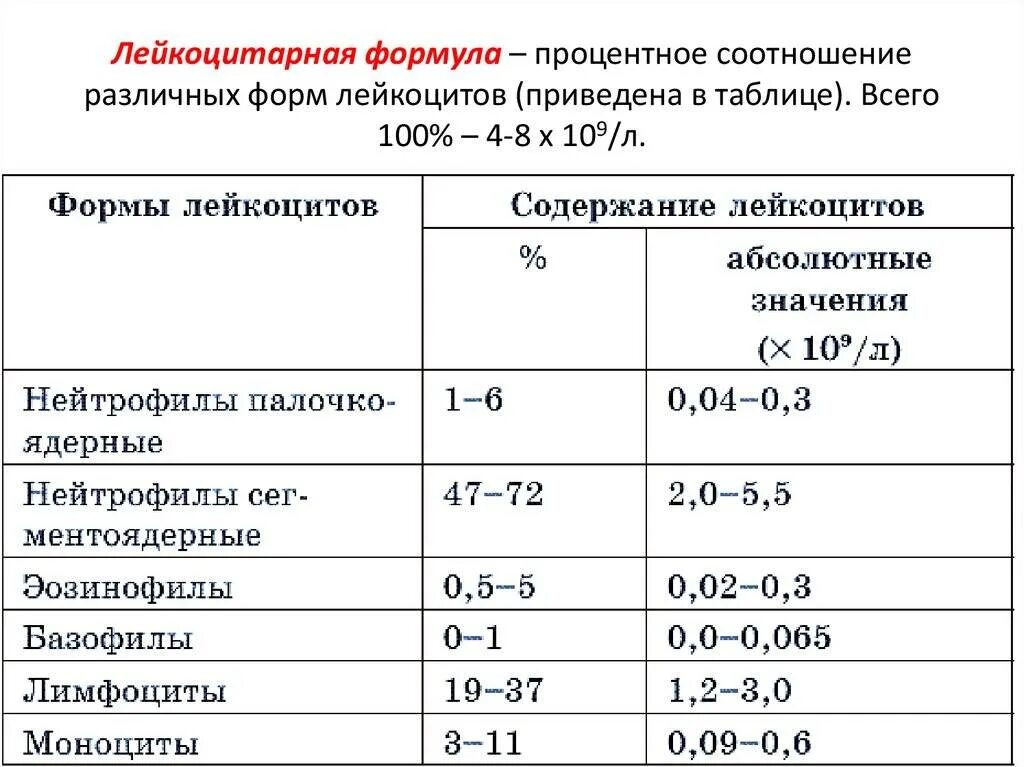 Повышенные базофилы в крови у мужчин причины. Лейкоцитарная формула таблица абсолютное и относительное. Лейкоцитарная формула нейтрофилы норма. Лейкоцитарная формула крови абсолютные показатели. Лейкоцитарная формула лейкоцитов % нормы таблица.