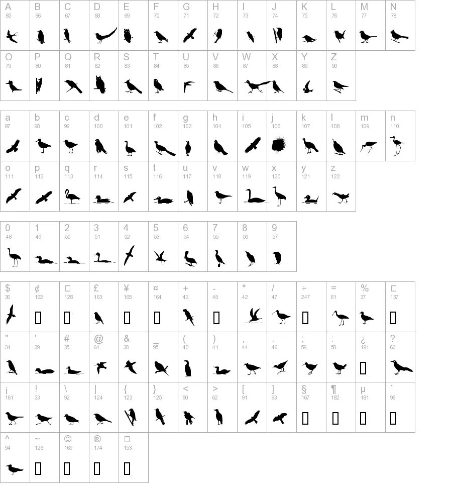 Bird font