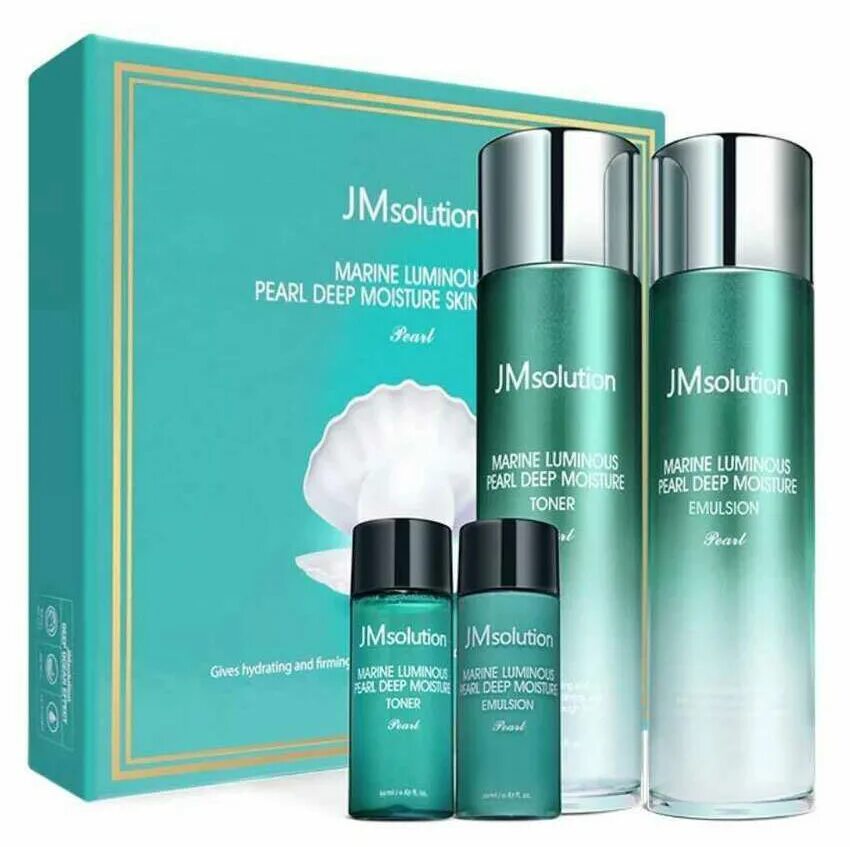 JMSOLUTION Marine Luminous Pearl Deep Moisture Skin Care Set. JM solution набор с экстрактом жемчуга Marine Luminous Pearl Deep Moisture Skin Care Set. Корейская косметика JMSOLUTION набор. Тонер JMSOLUTION Marine Luminous.