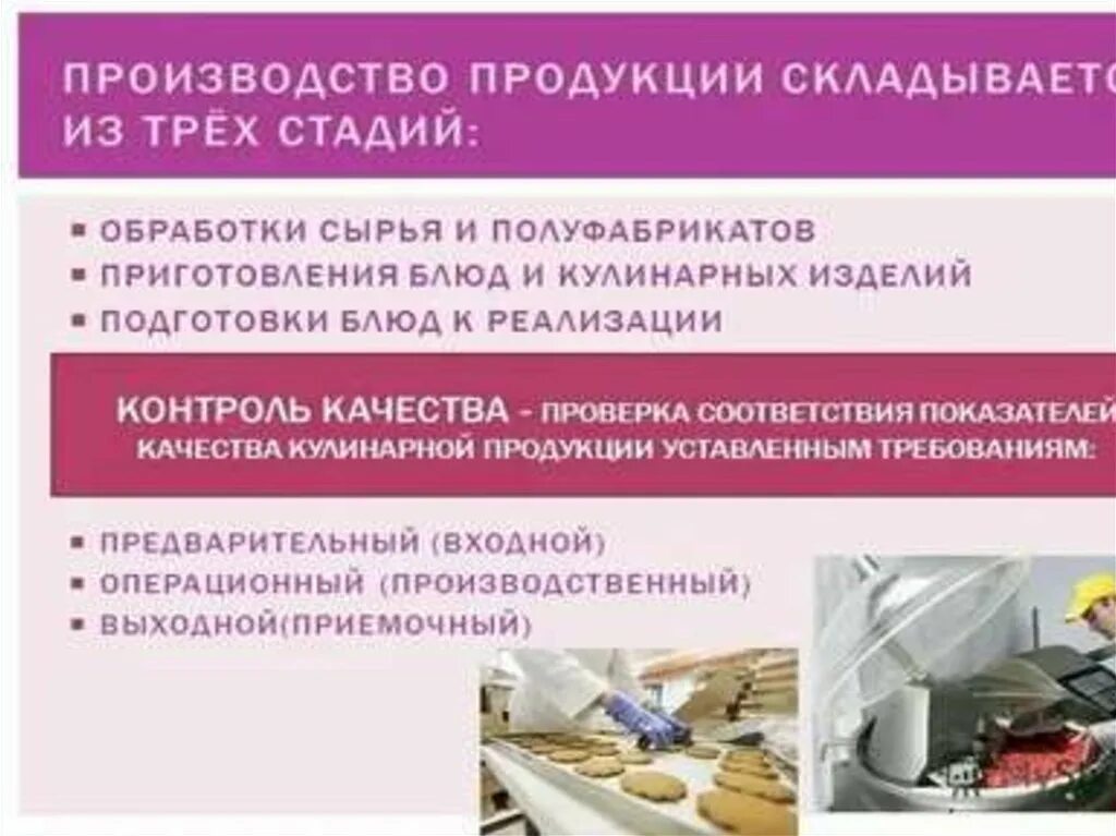 Реализация продуктов в производстве. Контроль качества сырья и полуфабрикатов. Технологический процесс обработки сырья. Этапы технологического процесса производства кулинарной продукции. Контроль качества блюд.