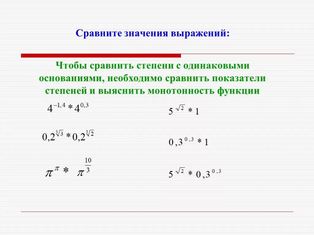 Количество сравнялось. Как сравнивать степени с одинаковым основанием. Как сравнивать основания с о степенями. Сравнение чисел с одинаковым показателем степени. Сравнение степеней с разными основаниями и одинаковыми показателями.