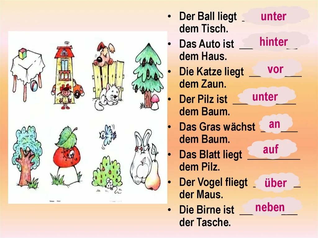 Das ball. Der Ball (der Boden) немецкий. Иностранные Test 5 класс 1 die Katre iet unter dem t Iech. Откройте скобки 1. der Ball liegt unter ___________ ( der Tisch). Выбрать перевод на немецкий язык die Katze liegt.