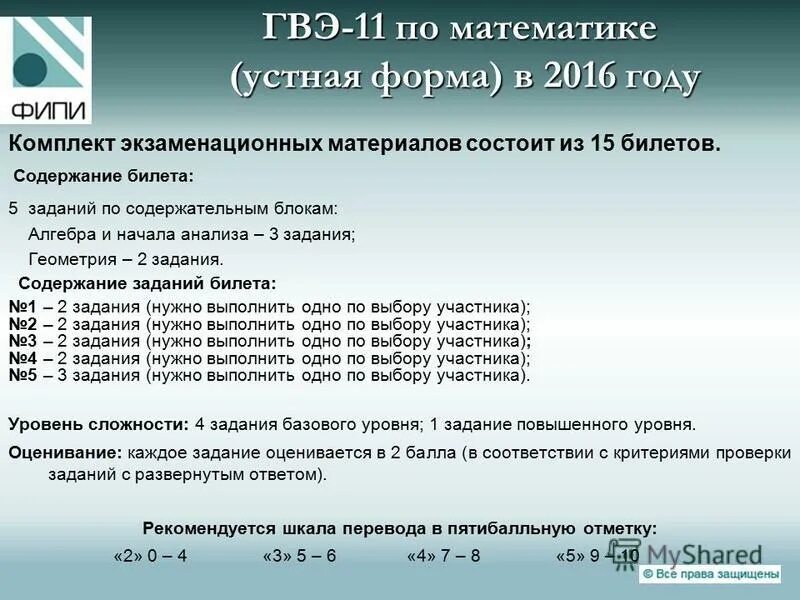 из чего состоит комплект экзаменационных материалов