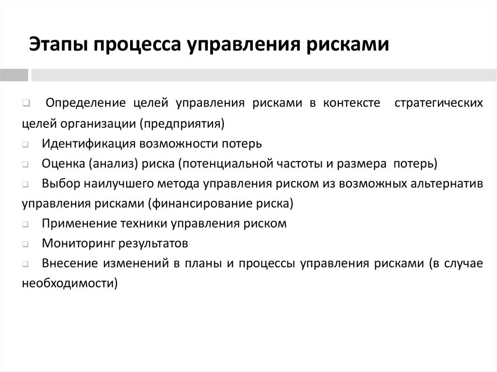 Последовательность процесса управления рисками. Последовательность этапов управления риском. Последовательность стадии процесса управления:. Алгоритм управления рисками включает следующие этапы. Степень управления риском