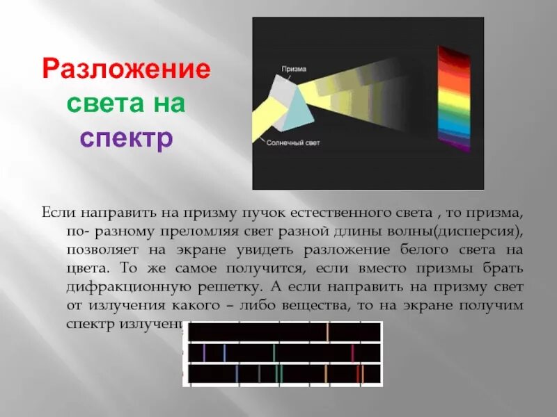 Каким образом можно наблюдать спектр непосредственно. Разложение белого цвета в спектр. Разложение белого света на цвета. Разложение света на спектры. Разложение белого света в спектр.