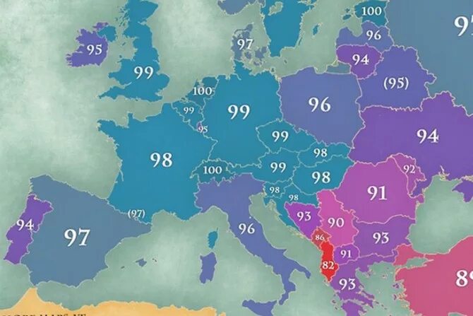 Средний айкью в россии. Карта IQ по странам. IQ по странам Европы. IQ В Европе.