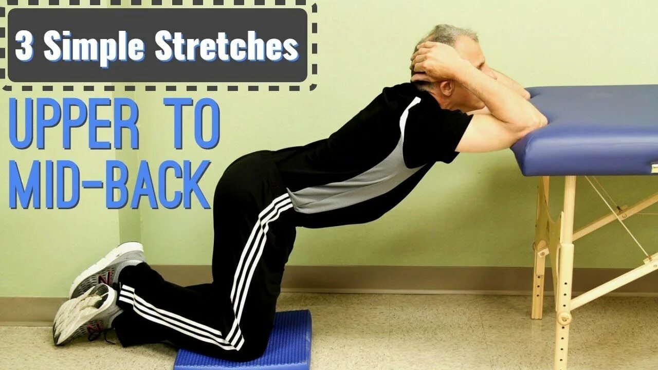Stretching back. Back stretch. Upper back stretch. Exercise for Spinal Pain Neck back Pain".. Board for back stretching.