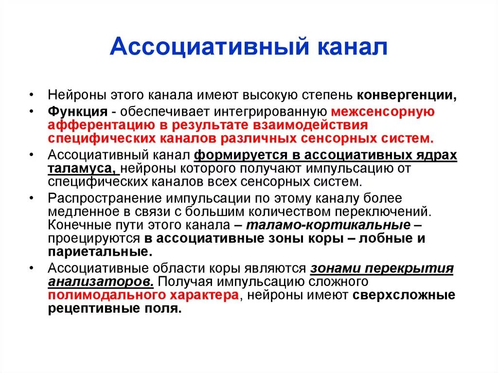 Межсенсорное взаимодействие.. Функции специфического каналов. Ассоциативная операция. Конвергенция сенсорных систем.