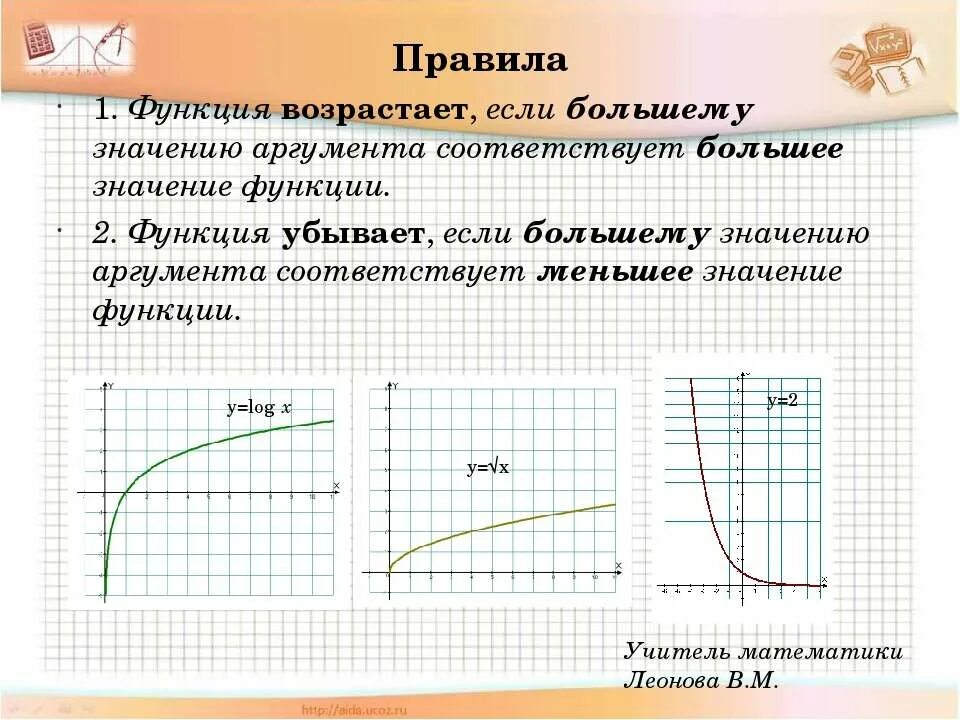 Норма функции примеры. Правило функции. Функция возрастает если. Большему значению аргумента соответствует большее значение функции. Большему значению аргумента соответствует меньшее значение функции.