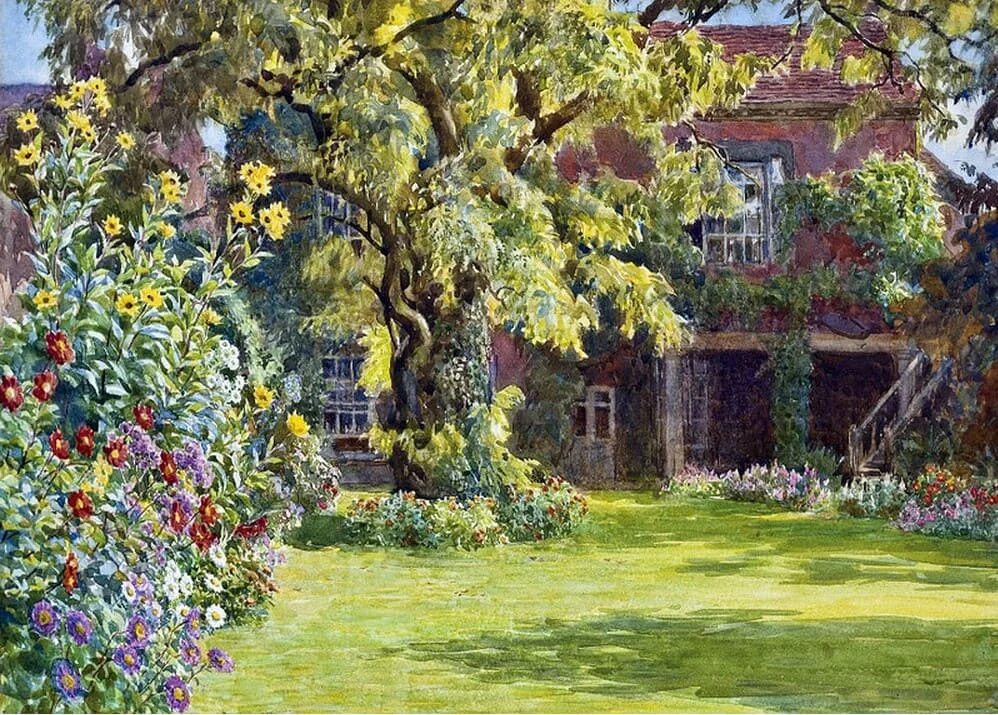 художник abbott fuller graves (1859–1936). беатрис эмма парсонс (1870-1955) «весенний сад». художник беатрис парсонс. альфред де бреански картины. садов художник.