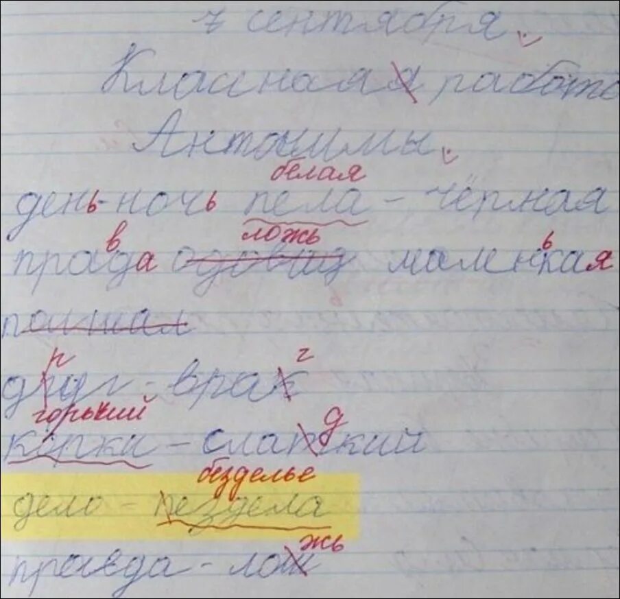 Детские работы с ошибками
