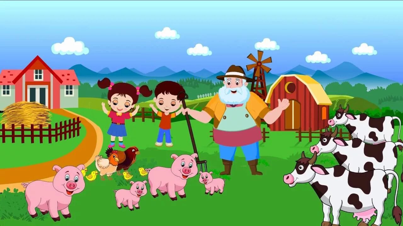 He lives on the farm. Old MACDONALD had a Farm Nursery Rhymes. Nursery Rhymes animal. Farm picture for Kids на белом фоне. Animal Families for Kids.