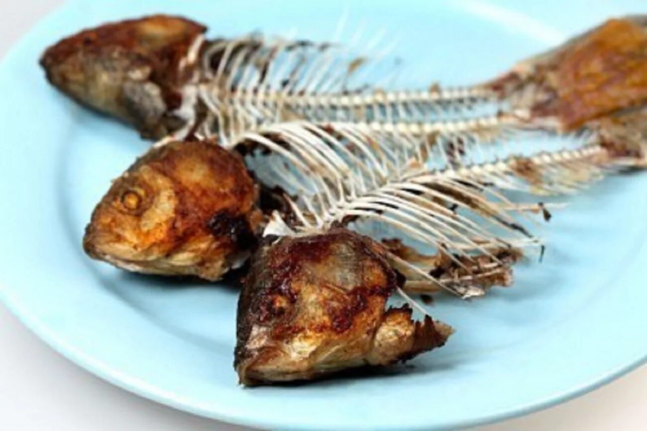 К чему снится во сне свежая рыба. Жареная рыба на тарелке. Рыбные кости. Рыбные кости на тарелке. Кости от рыбы на тарелке.