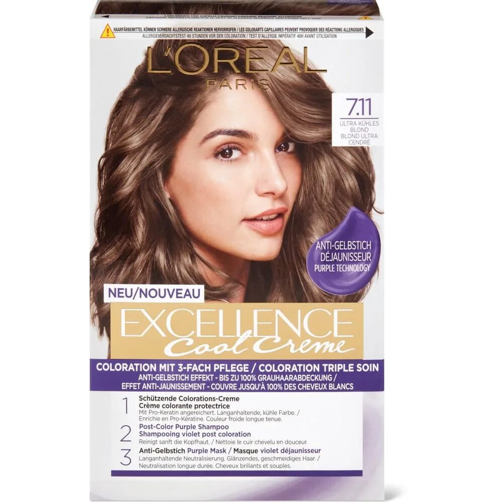 Отзывы лореаль 7.11 ультра. Excellence cool Creme 6.11. Лореаль экселанс 7.11 ультра пепельный. L'Oreal Paris краска для волос Excellence cool Creme. Лореаль Excellence 7.11.