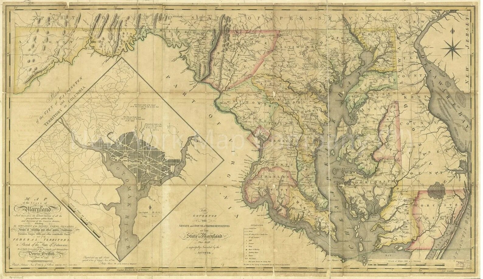 Карта мд. Карта 1794. Maps MD. Maryland Map.