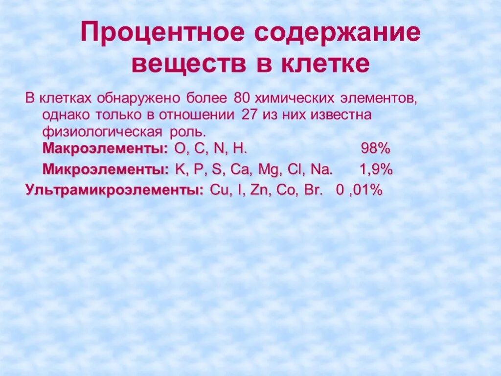 Процентное содержание элементов в организме. Процентное содержание элементов в организме