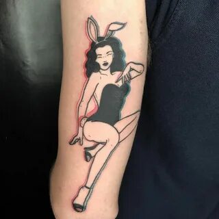 Sensual Woman Playboy Tattoo. 