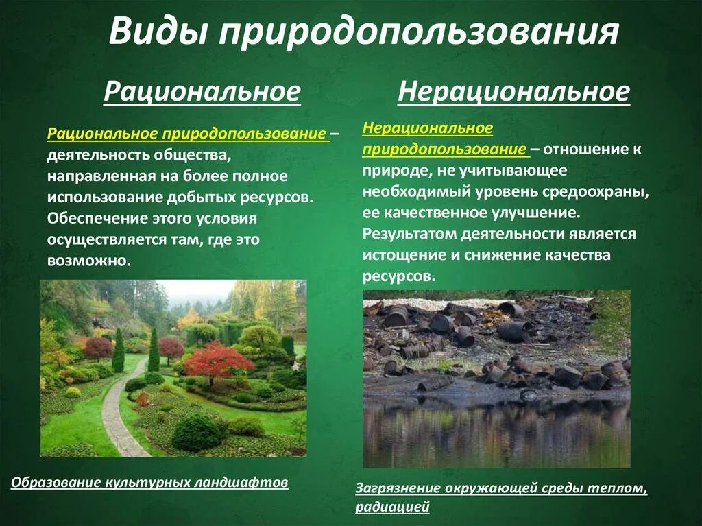 Рациональное природопользование. Виды природопользования. Рациональное природопользование и охрана окружающей среды. Рациональное и нерациональное природопользование