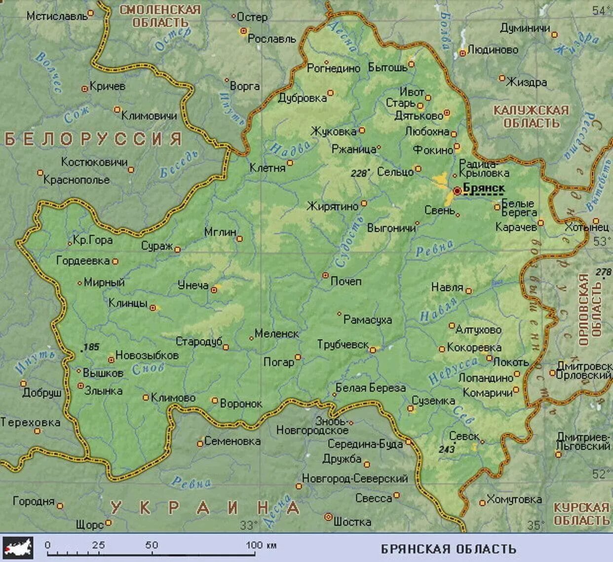 Брянская область граница с украиной км. Географическая карта Брянской области. Карта Калужской области с районами подробная. Карта Воловского района Липецкой области. Брянская область на карте границы.